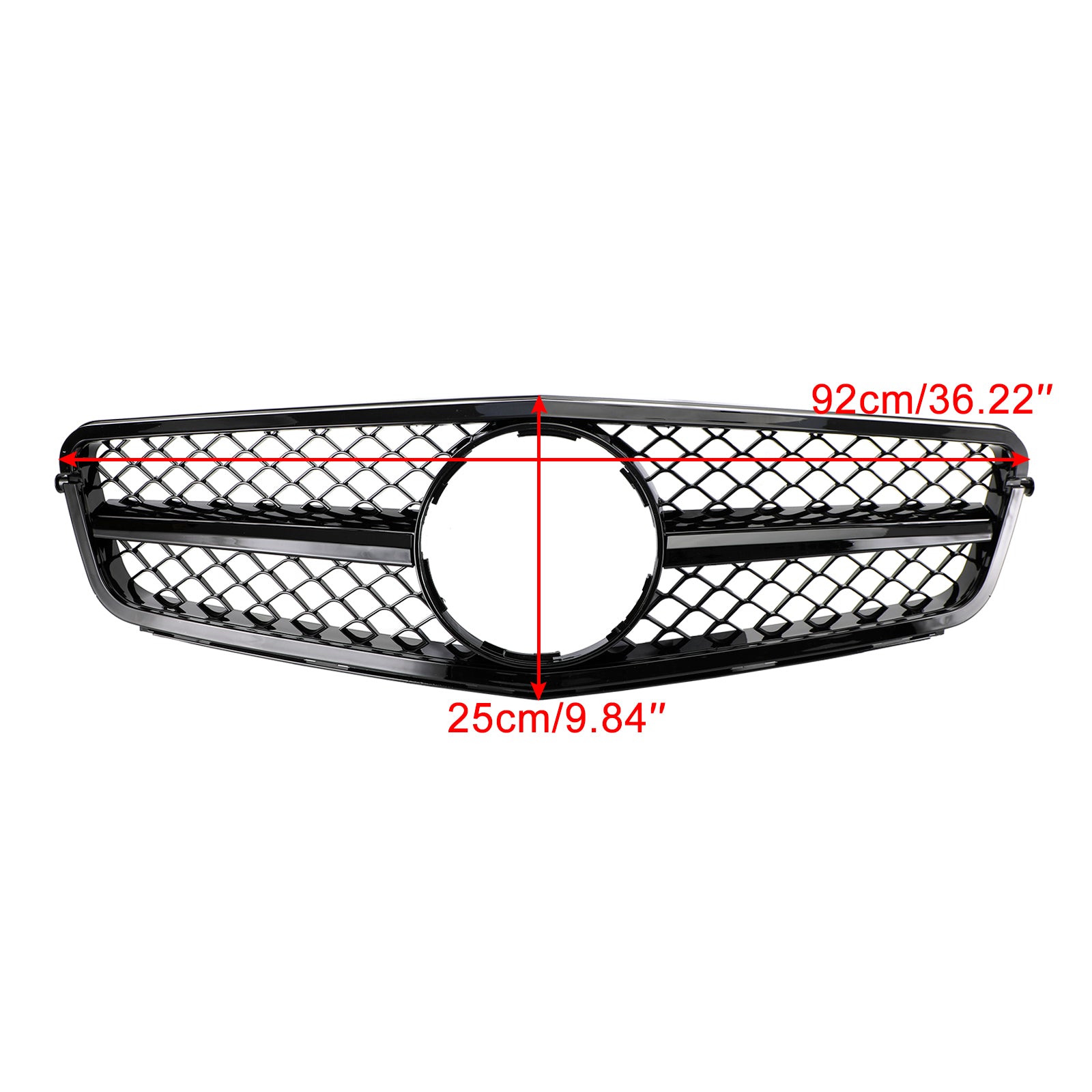 C63 Style Gloss Black Grill Grille Fits C-Class Benz W204 C300 C350 2008-2014