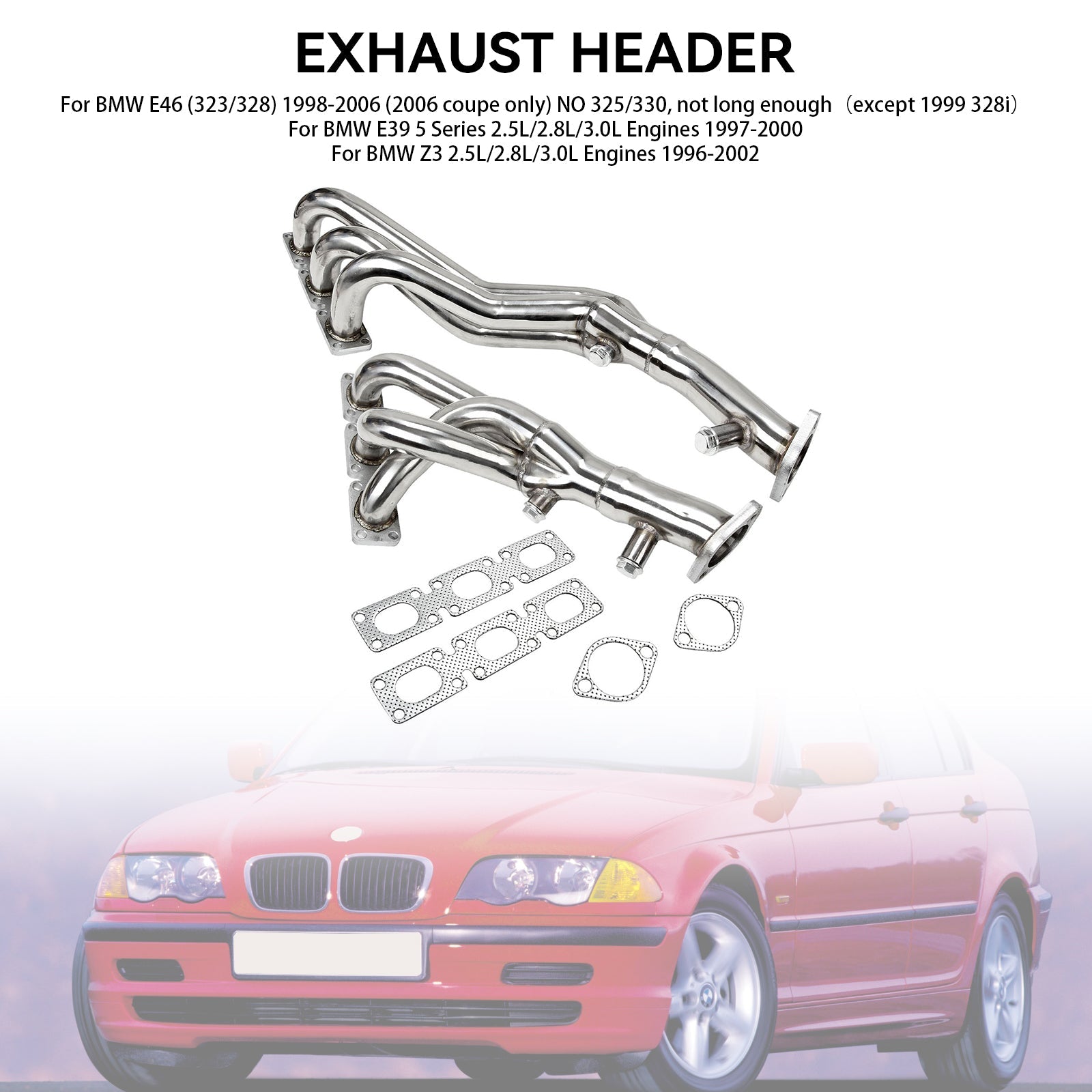 BMW E39 5 Series 2.5L/2.8L/3.0L Engines 1997-2000 Stainless Exhaust Header Manifold