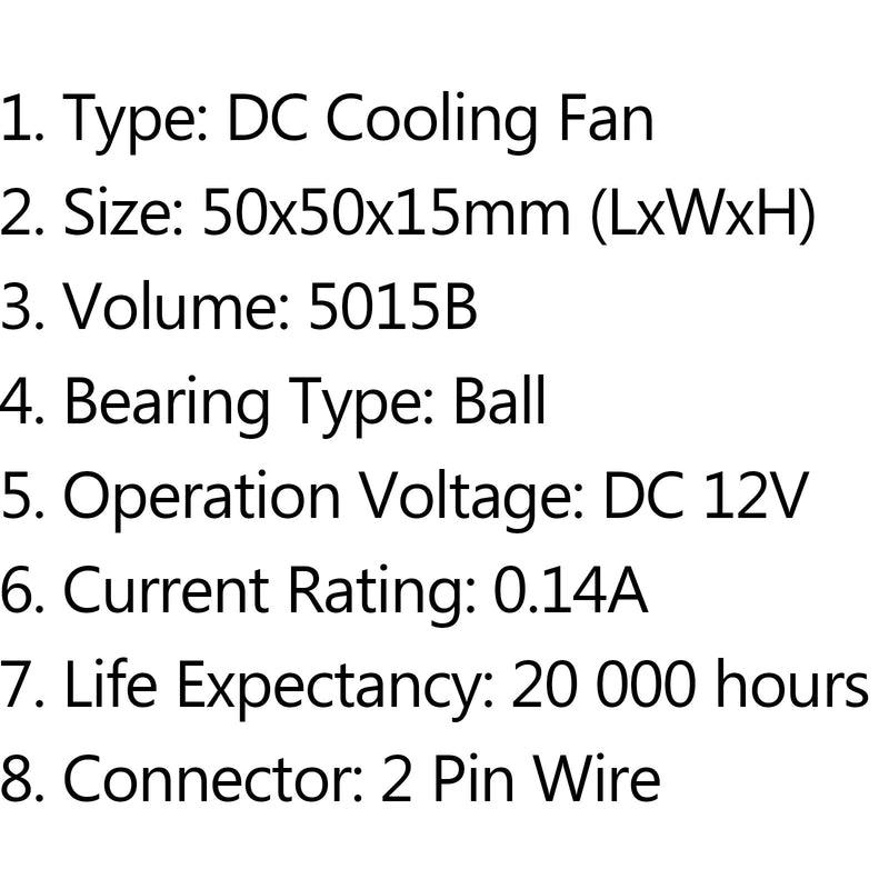 10 Uds DC ventilador de ordenador de refrigeración sin escobillas 12V 5015B 50x50x15mm 0.14A cable de 2 pines 