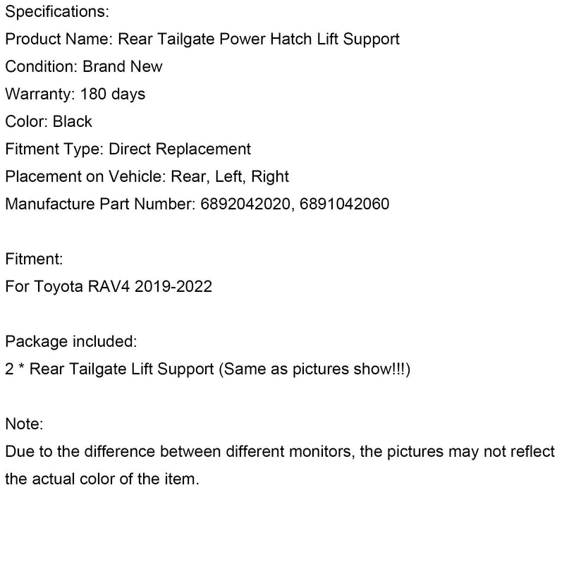 6892042020 2 uds soporte de elevación de escotilla trasera compatible con Toyota RAV4 2019-2022
