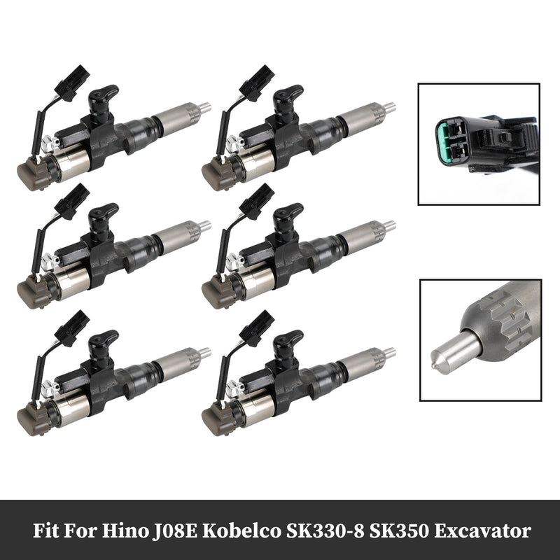1984-2018 Hino J08E Kobelco 3.8 4.7 Diesel 6PCS Inyectores de combustible 095000-6593