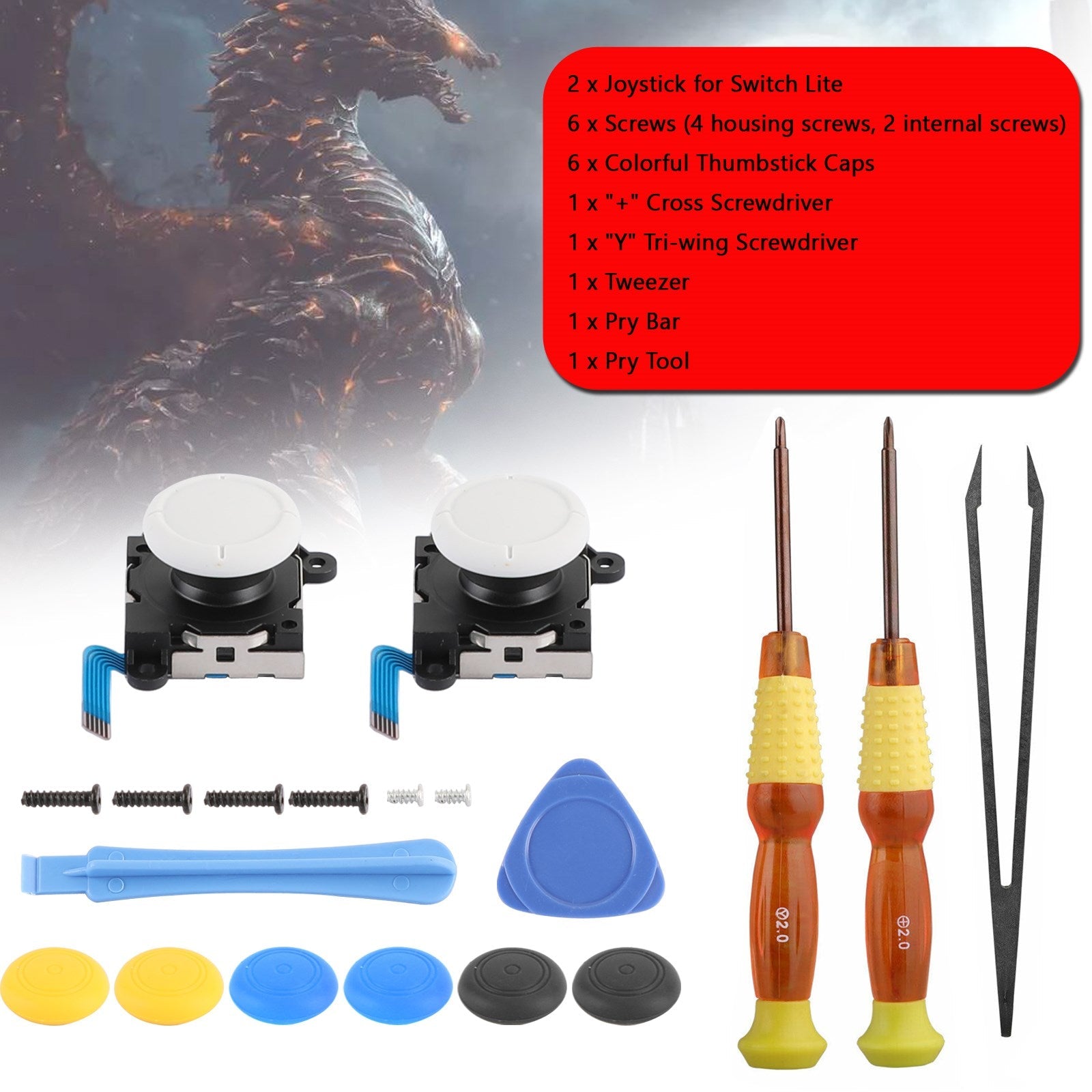 19in1 Repair Set 3D Analog Sensor Stick + Tool Fit for Switch Lite Joystick