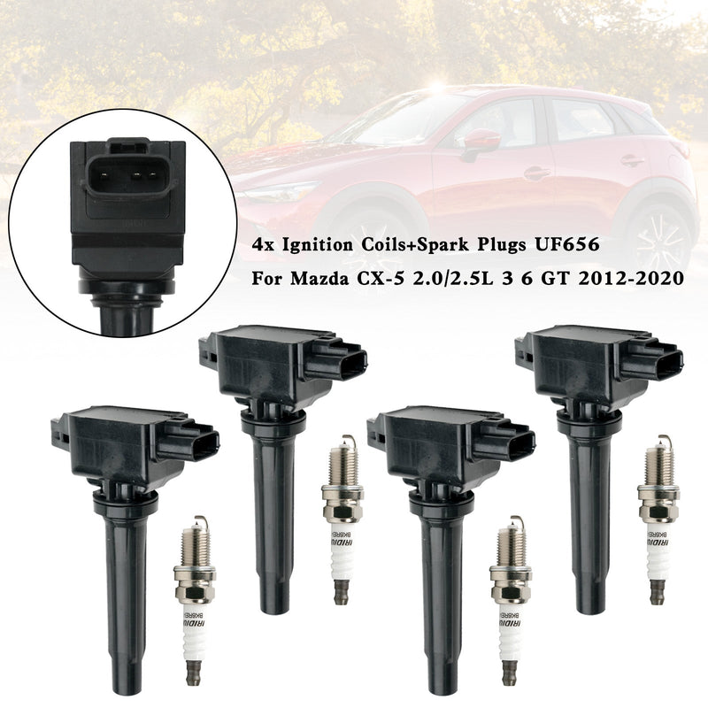 2012-2020 Mazda 3 2.0L L4 4x Ignition Coils+Spark Plugs UF656
