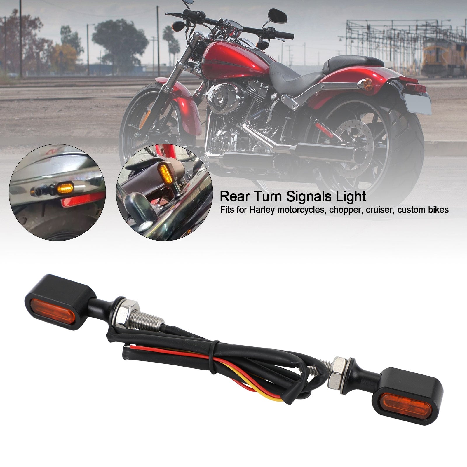 LED Rear Mini Turn Signal Indicator For Sportster Touring Dyna Softail Generic