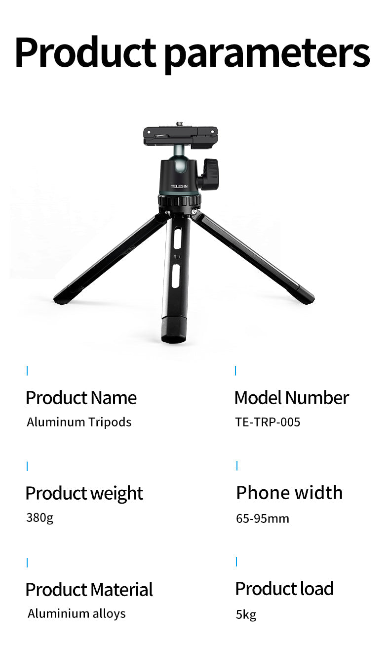 Portable Multi-Functional Aluminum Alloy Tripod 360 Pan Tilt Bracket