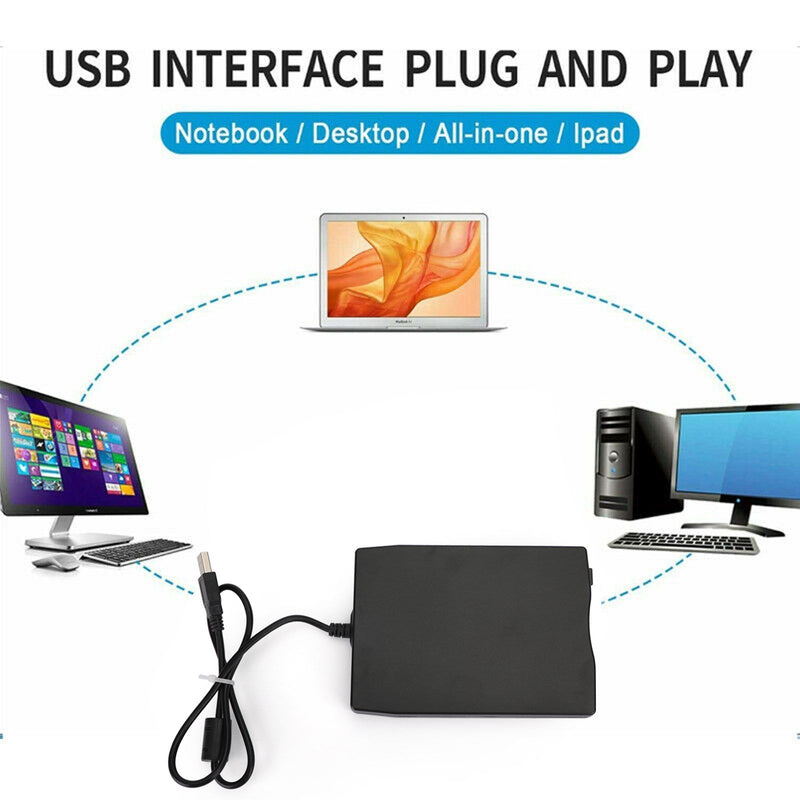 محرك أقراص مرنة USB محمول خارجي FDD 3.5 بوصة 1.44 ميجابايت لأجهزة الكمبيوتر المحمول Win Mac