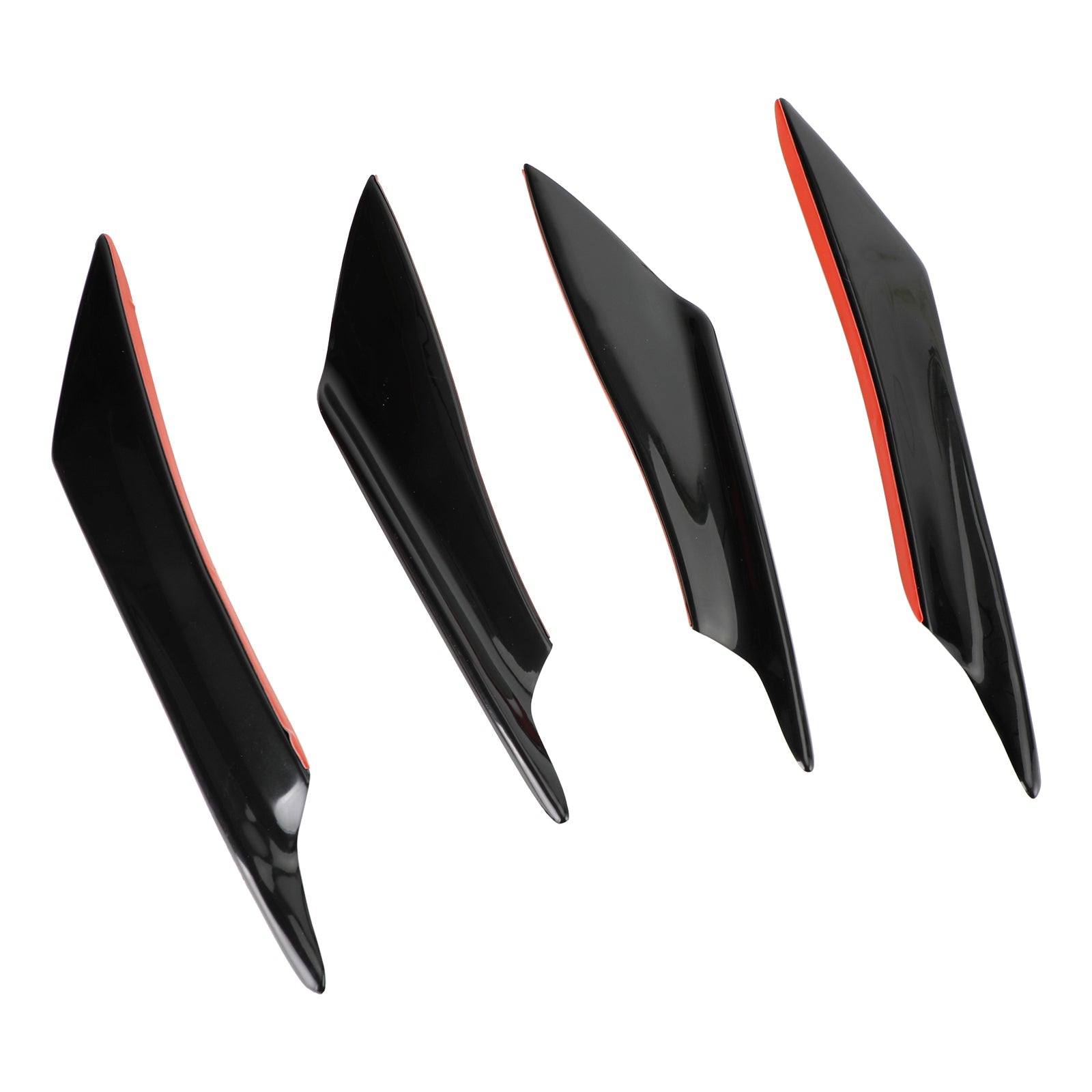 4pcs Universal Car Front Bumper Fins Body Splitter Spoiler Canards Gloss Black