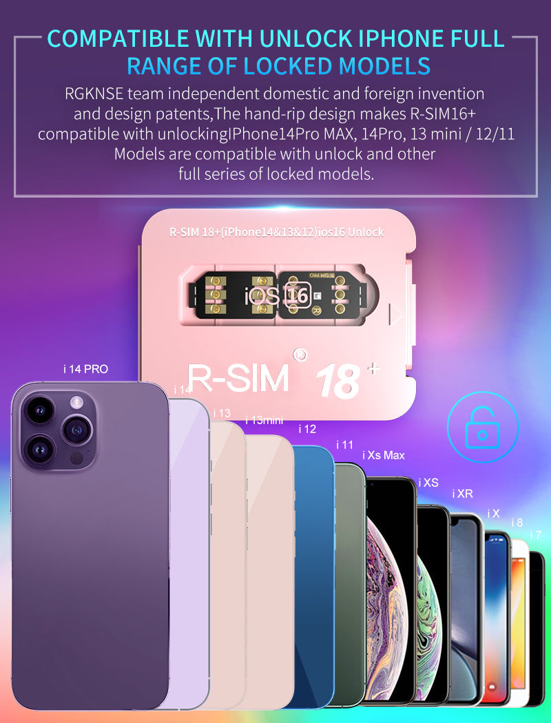 R-SIM 18+ Nano desbloquear tarjeta RSIM compatible con iPhone 14 13 Pro MAX 12 Pro 11 X IOS 16