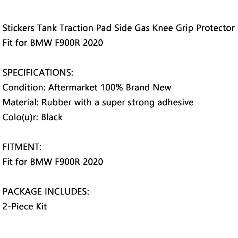 2 protectores laterales para tanque de combustible aptos para Bmw F900R 2020 hechos de caucho negro genérico