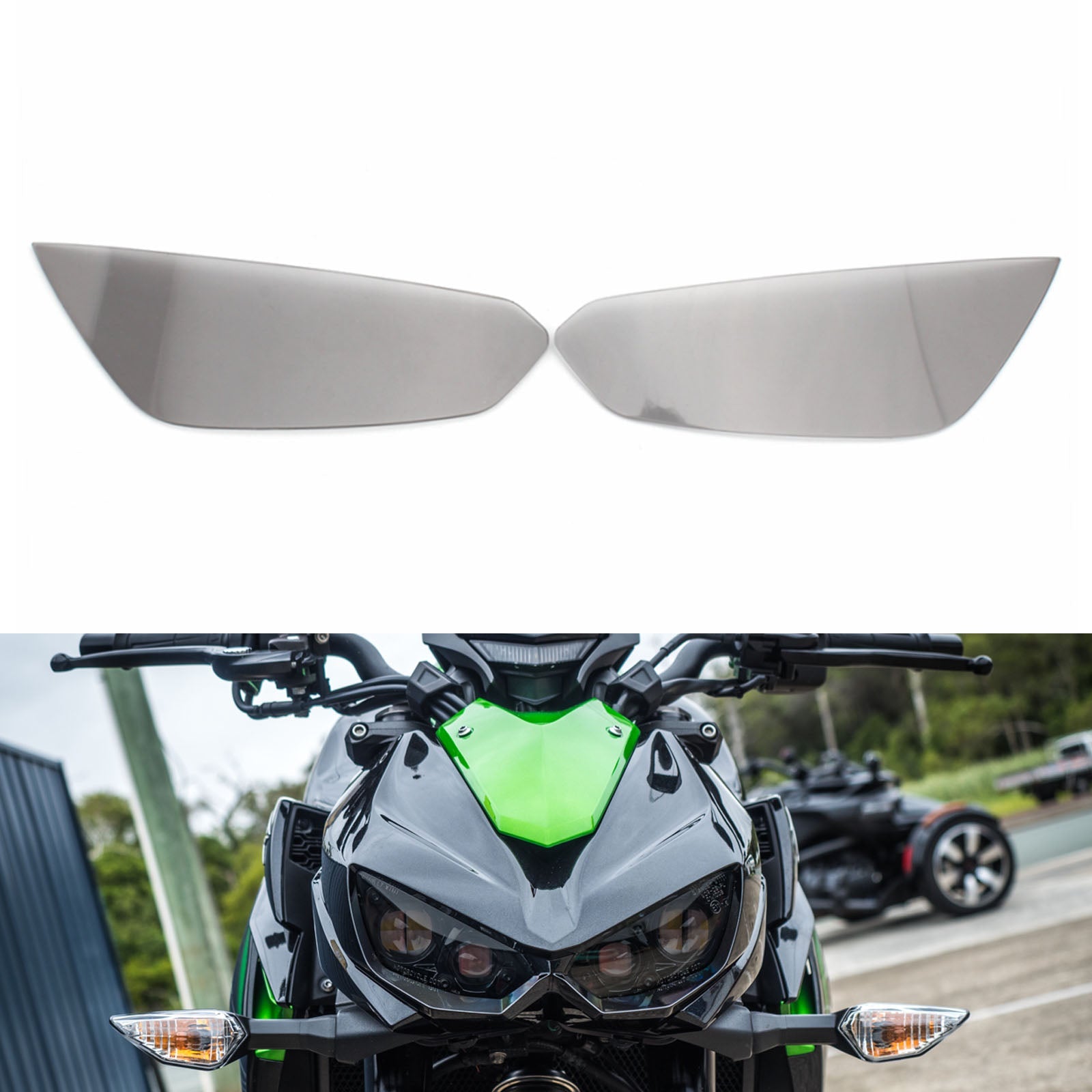 واقي عدسة المصباح الأمامي مناسب لـ Kawasaki Z1000 Z1000R 14-21 Smoke Generic