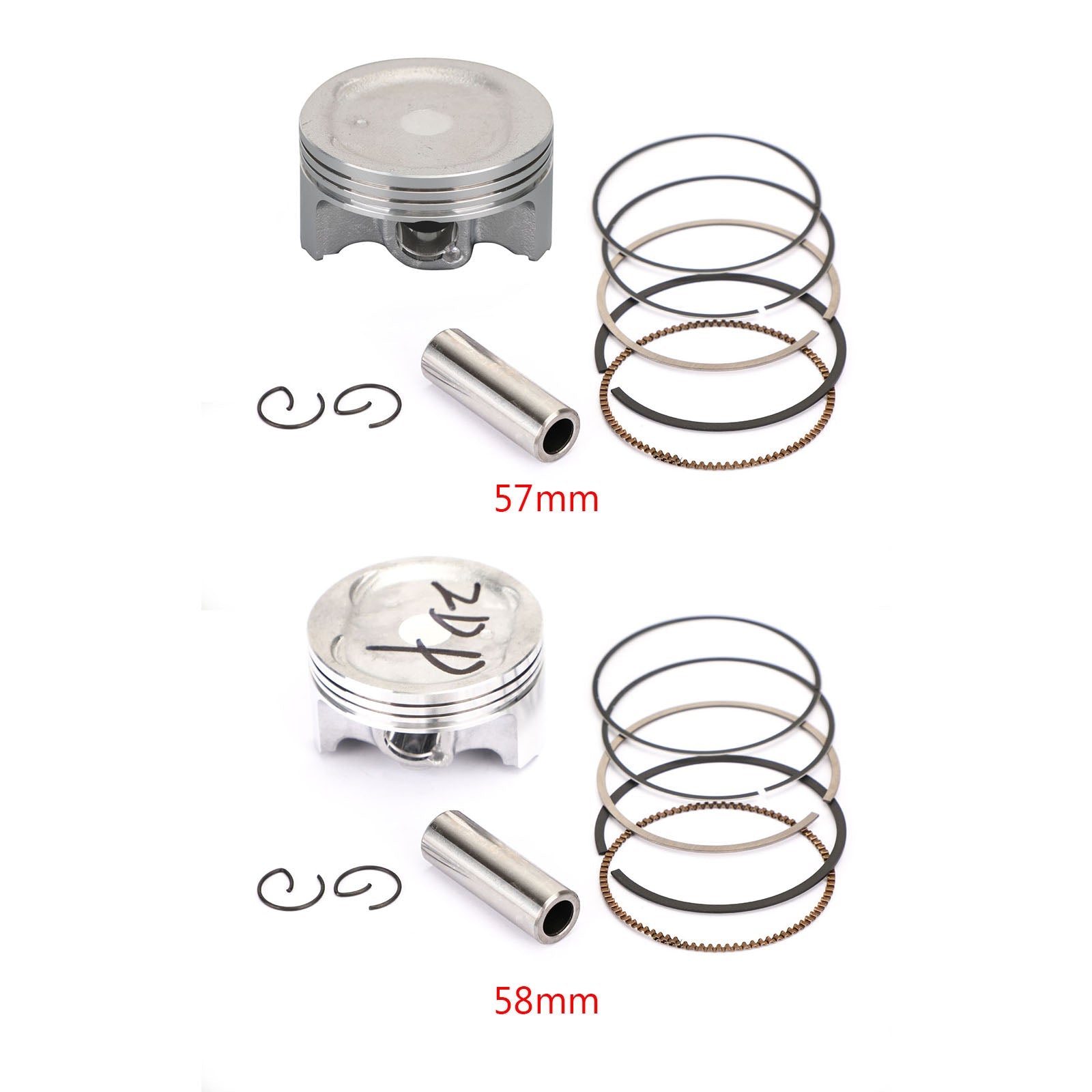 Piston Kit & Rings Set STD +1.00 Fit for Yamaha YZF-R15 FZ 150 155cc 11-18 STD(57mm)1.00MM(58mm)Bore Size Generic