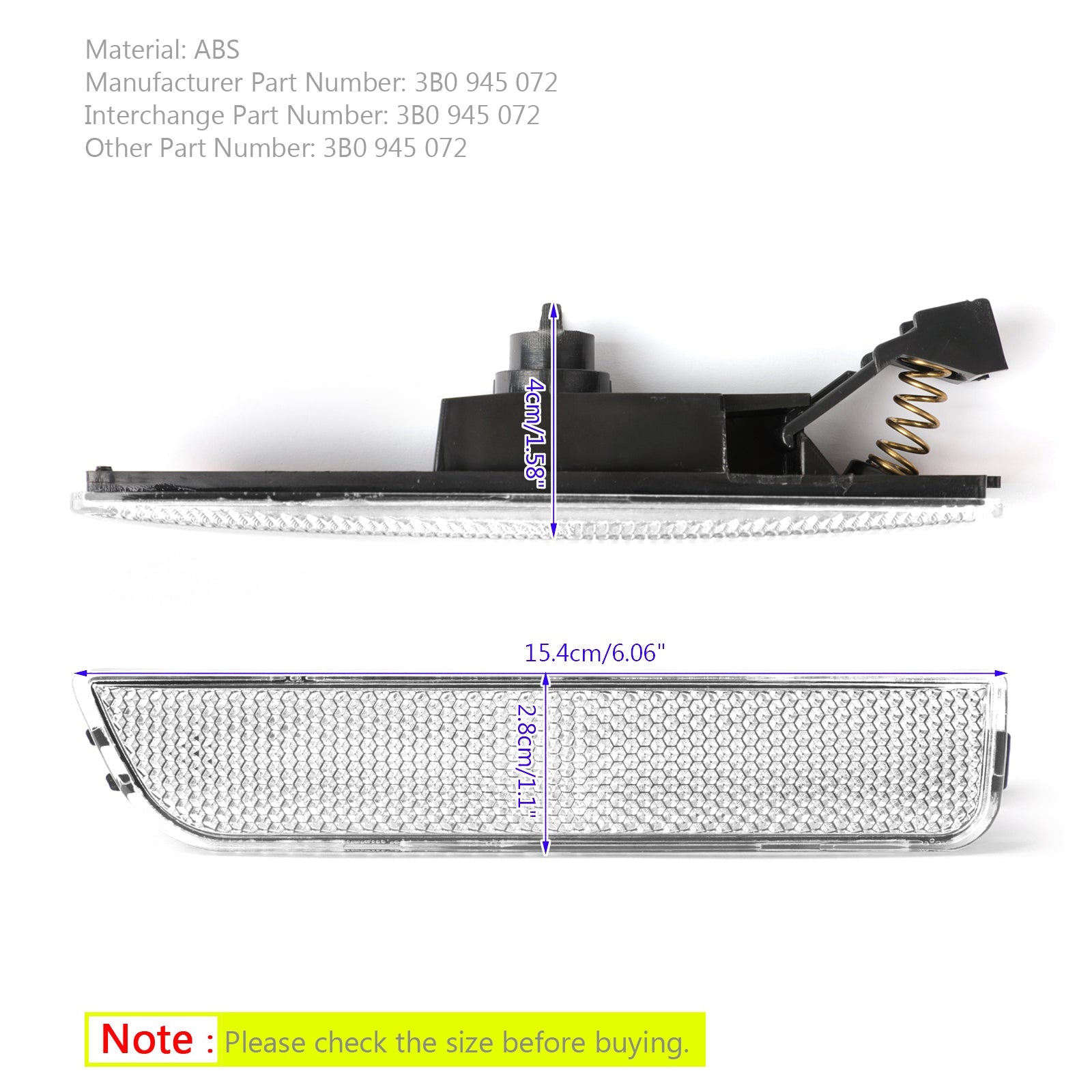 Luces indicadoras laterales del parachoques delantero blanco derecho para VW Passat B5.5 genérico 2001-2005