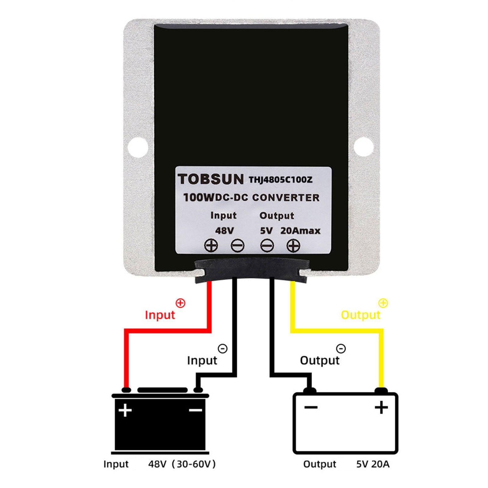 WaterProof 48V to 5V 20A 100W Step Down DC/DC Power Converter Regulator