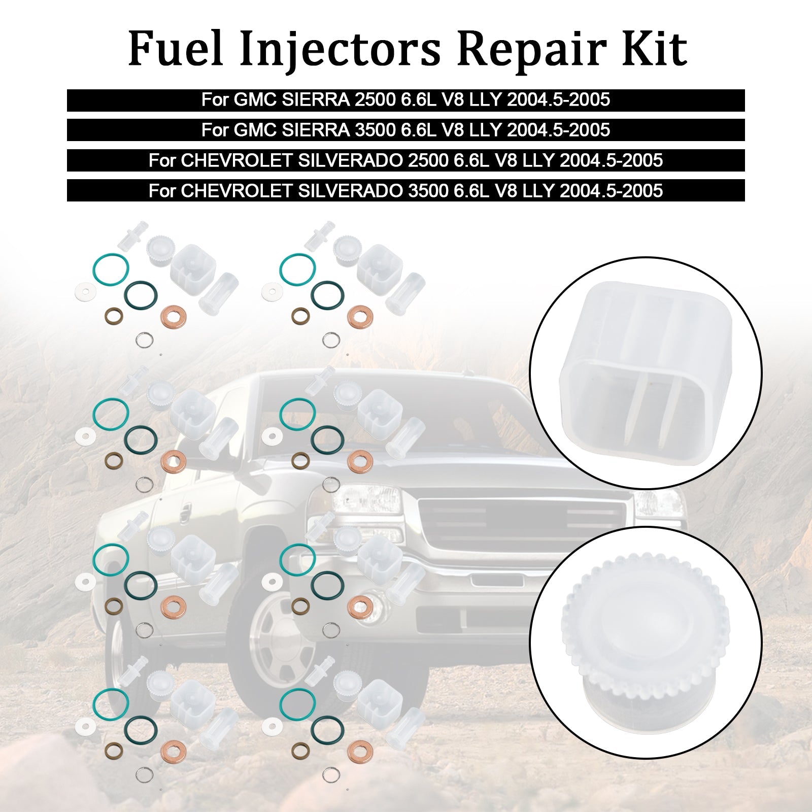 8PCS Fuel Injector Repair Kit Fit Chevy Fit GMC Duramax 6.6L 2004-2005 Diesel