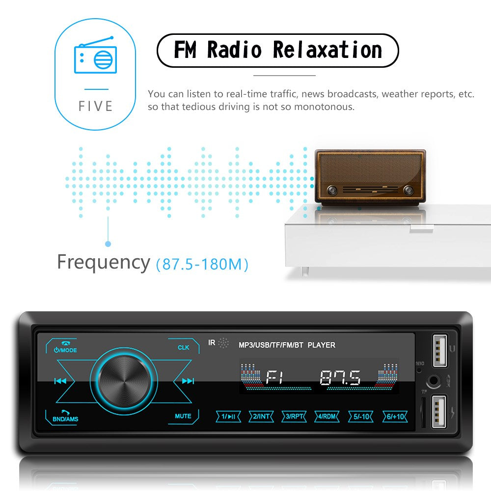 Bluetooth Single 1 Din Car Stereo USB AUX MP3 Player Touch Screen Radio In-Dash CA Market