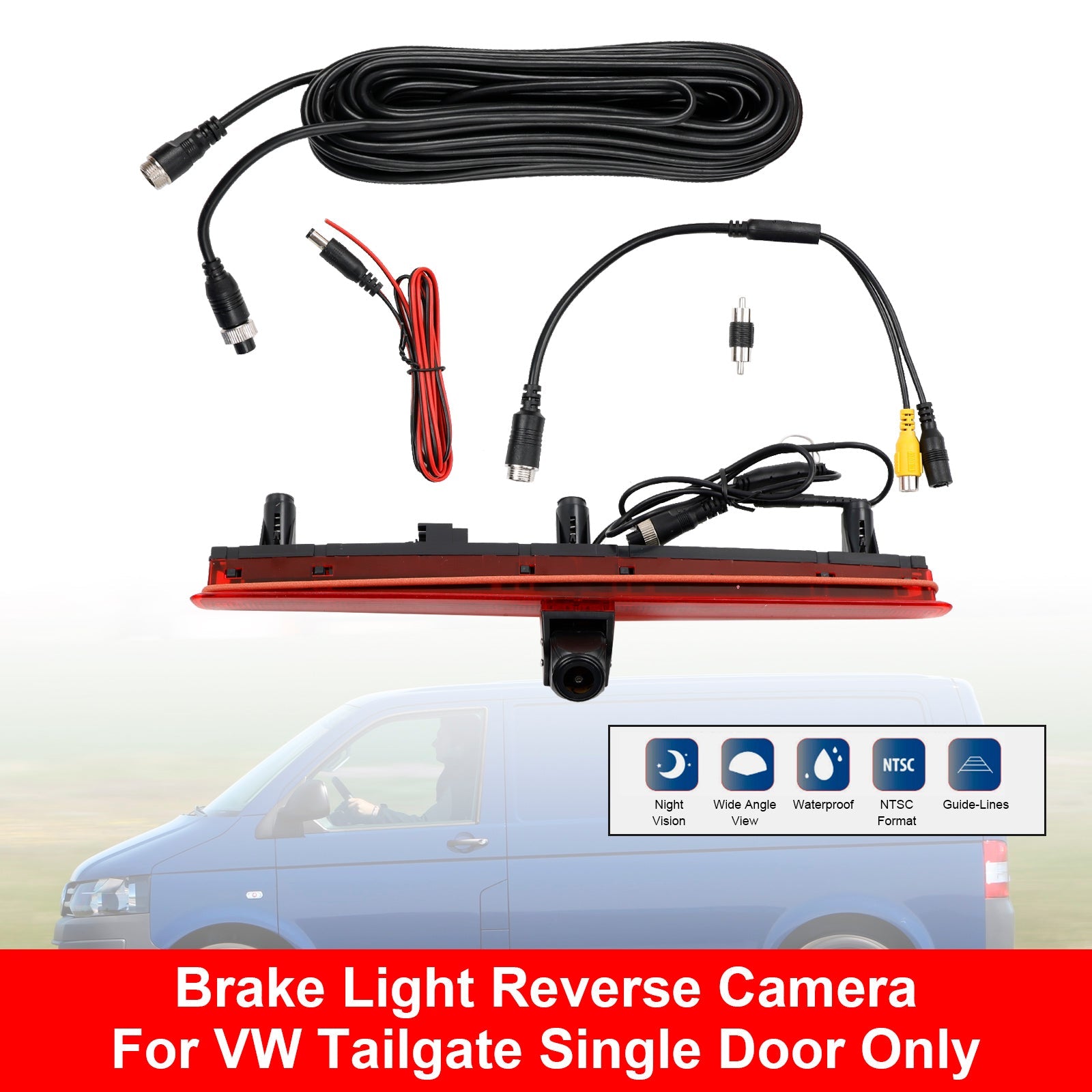 Reverse Camera For VW Transporter T5 T5.1 Brake Light Tailgate Single Door Only