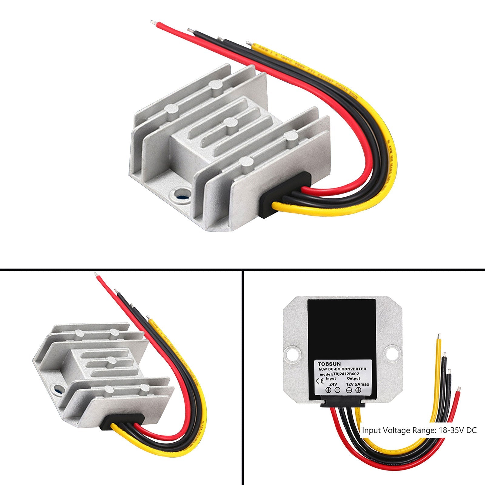 WaterProof 24V to 12V 5A 60W Step Down DC/DC Power Converter Regulator