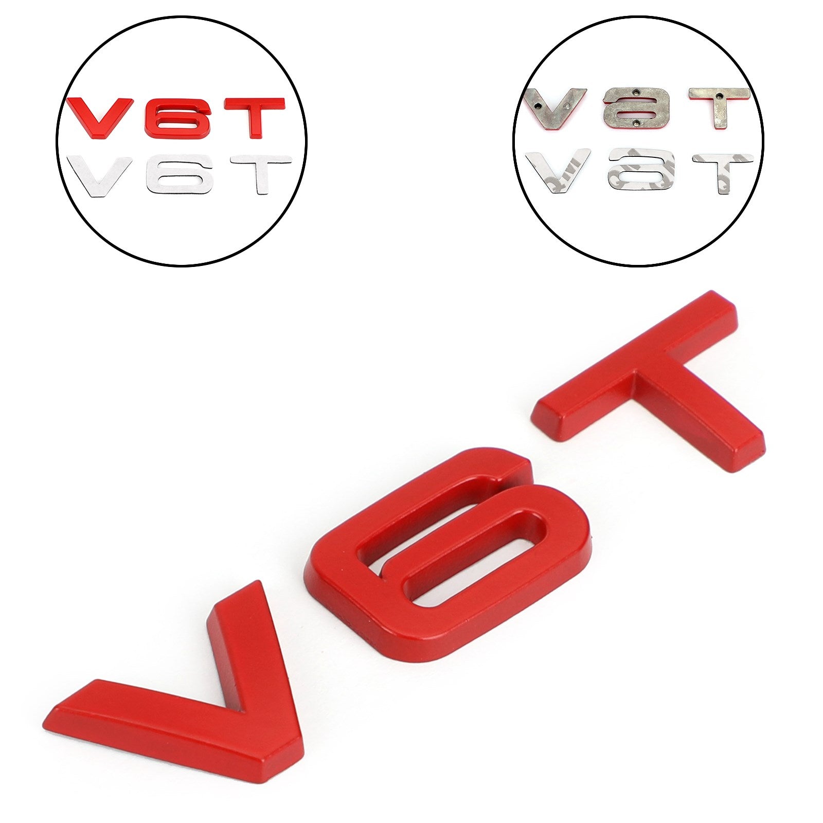 V6T Emblem Badge Fit For AUDI A1 A3 A4 A5 A6 A7 Q3 Q5 Q7 S6 S7 S8 S4 SQ5 Red Generic