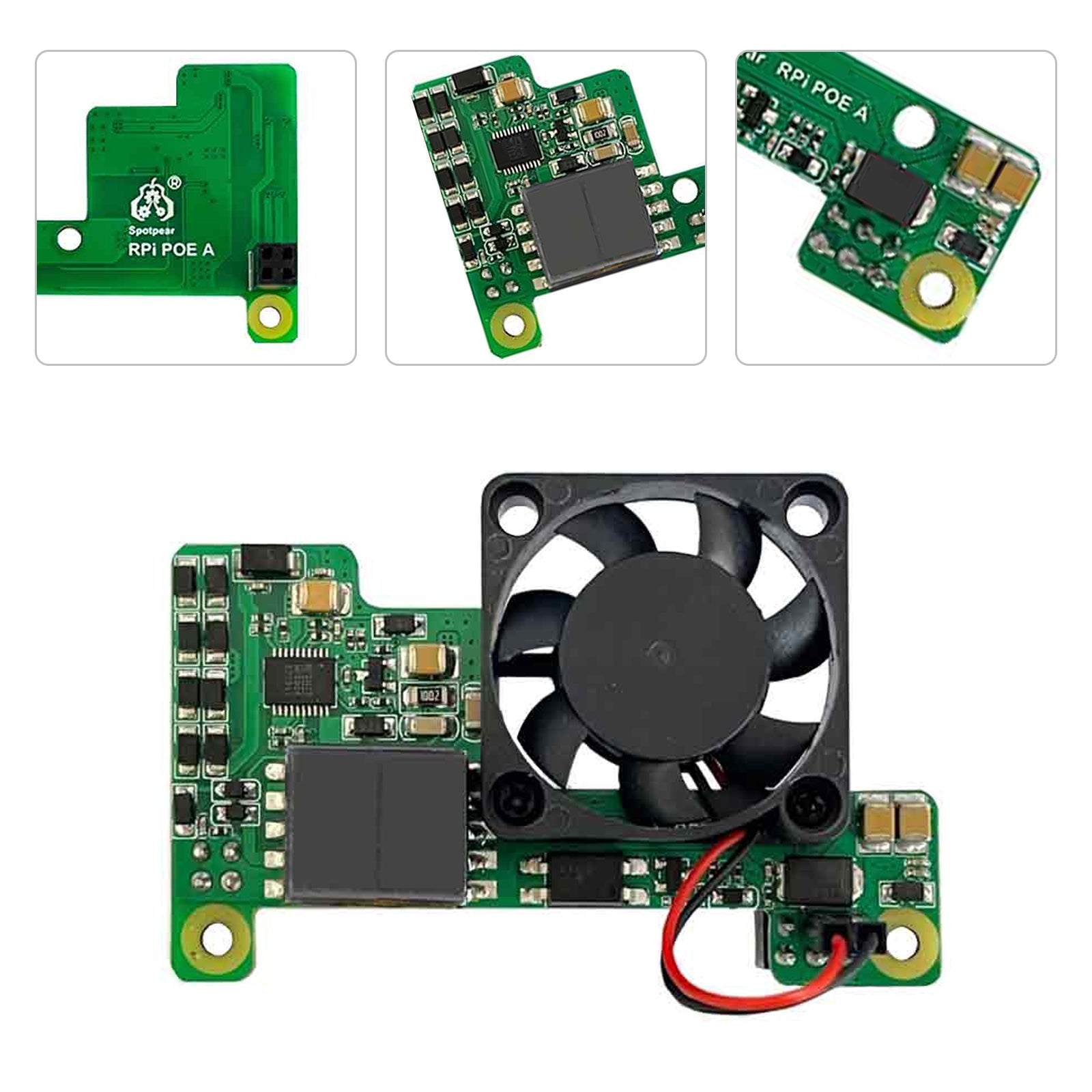 Módulo de expansión de fuente de alimentación Ethernet Raspberry Pi Poe compatible con 3B+/4B con ventilador