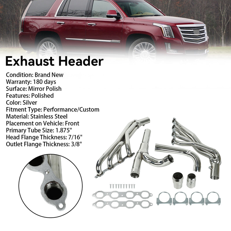 2015-2017 Cadillac Escalade Chevrolet Tahoe GMC Yukon 2WD/4WD Stainless Exhaust Header