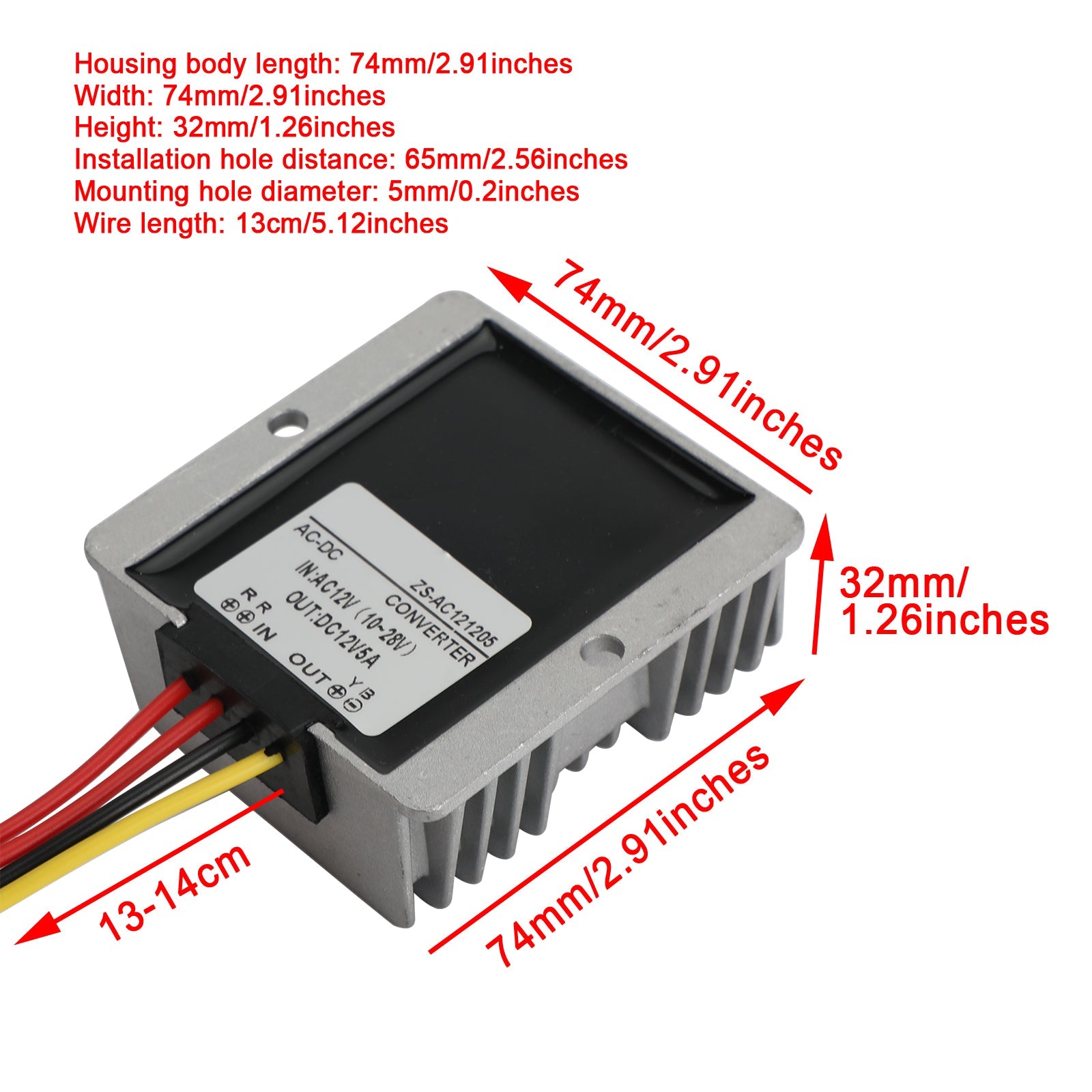 AC12V To DC12V 5A Waterproof Power Converter Power Adapter Transformer Module