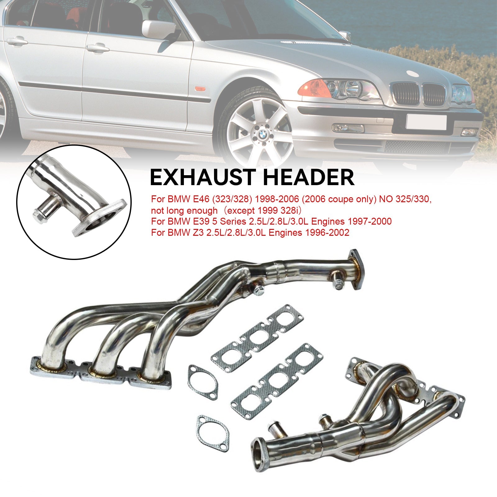 BMW Z3 2.5L/2.8L/3.0L Engines 1996-2002 Stainless Exhaust Header Manifold