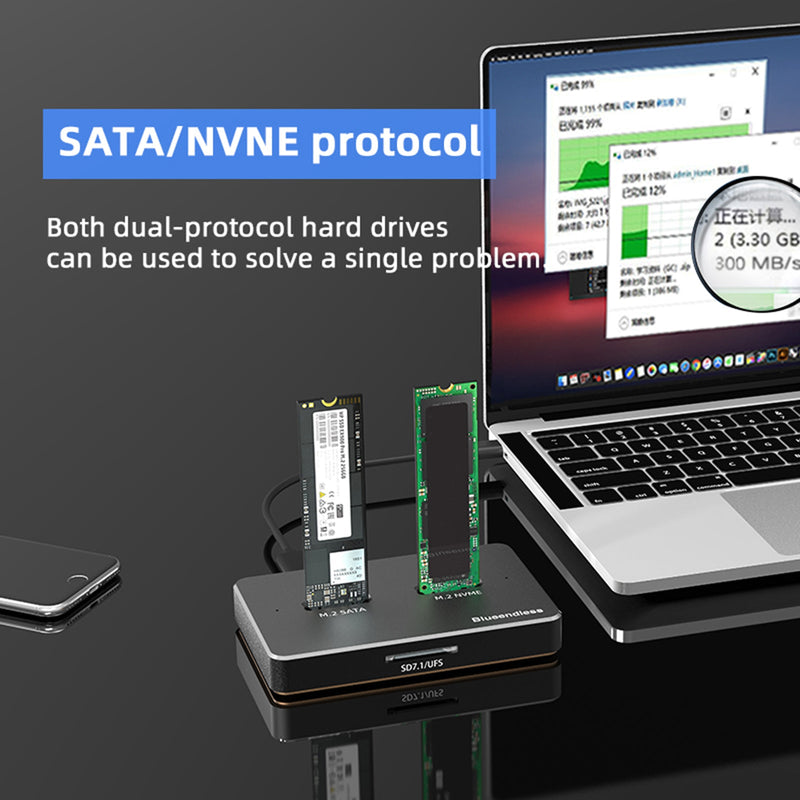 NVME SATA M.2 SSD Docking Station Duplicator SSD Solid State Drive Enclosure for US