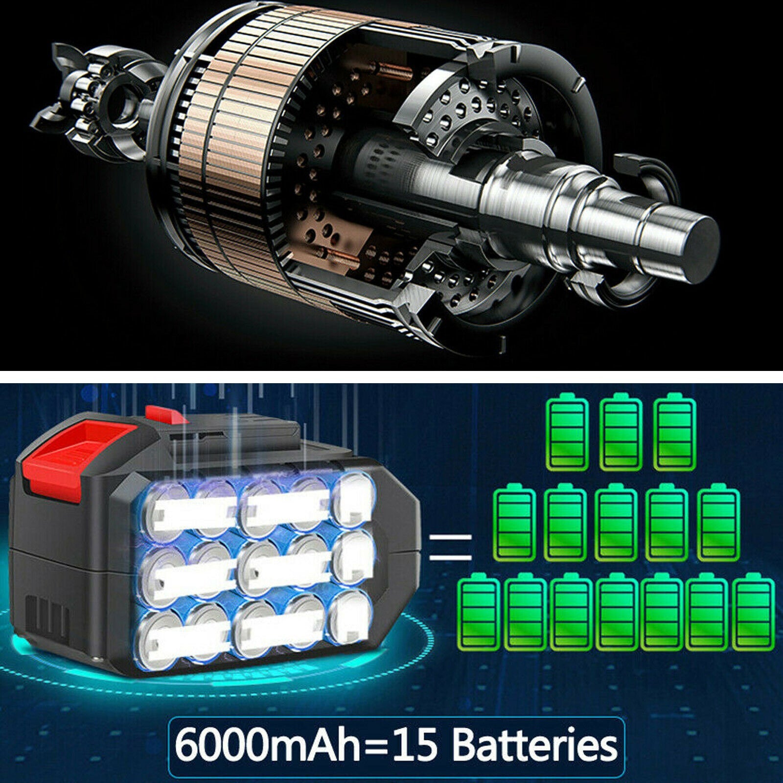 36VF الكهربائية اللاسلكي تأثير وجع عزم الدوران أداة الحفر ث / 6000mAh بطارية ليثيوم أيون