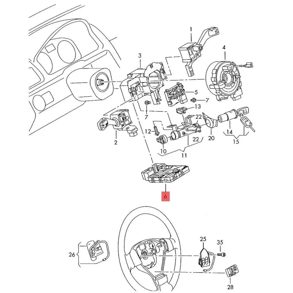 Seat Toledo 2005-2009 Steering Wheel Module Multifunction Cruise Control 1K0953549CH