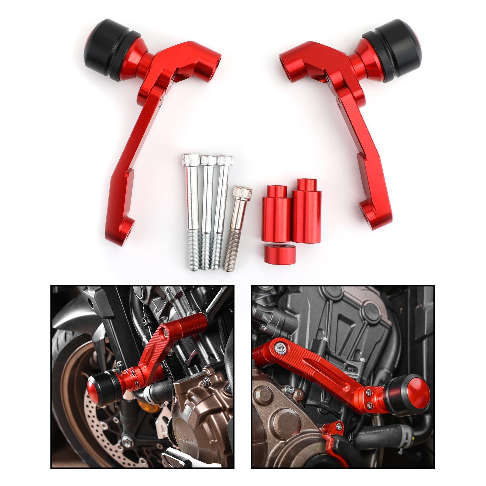 Engine Frame Sliders Crash Protectors Kit for Honda CB650R 2019-2021 Red Generic