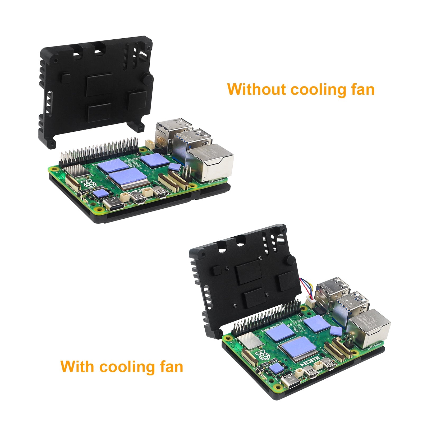 Metal Casing Raspberry pi5 Passive Cooling Aluminum Casing Optional Cooling Fan