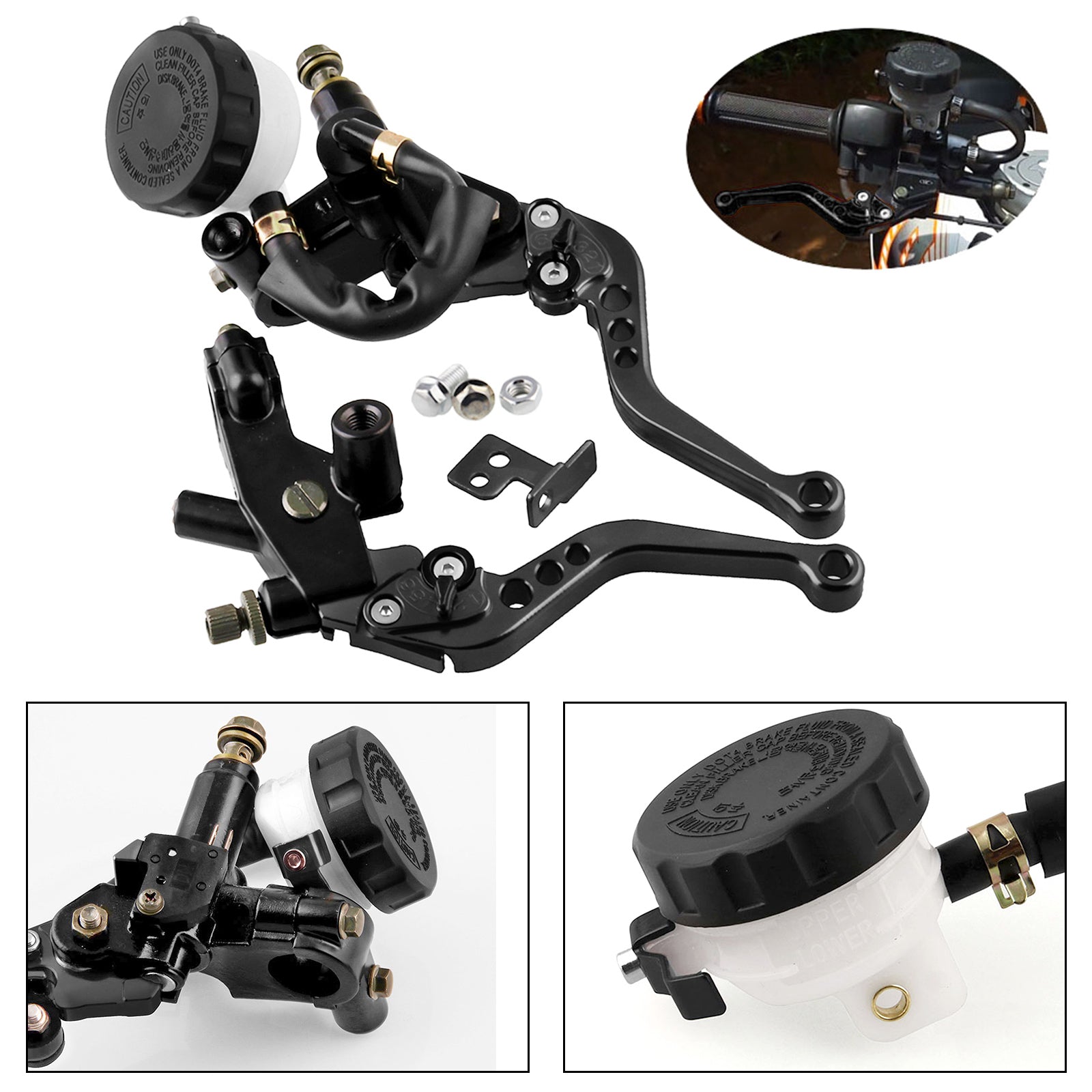 Universal 7/8'' 22mm Front Brake Clutch Master Cylinder Reservoir Levers Generic