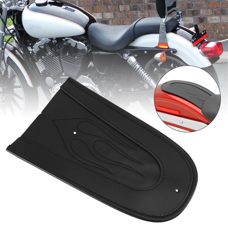 Babero para guardabarros trasero de asiento individual con puntada de llama de cuero PU negro para Sportster 1200 883 genérico