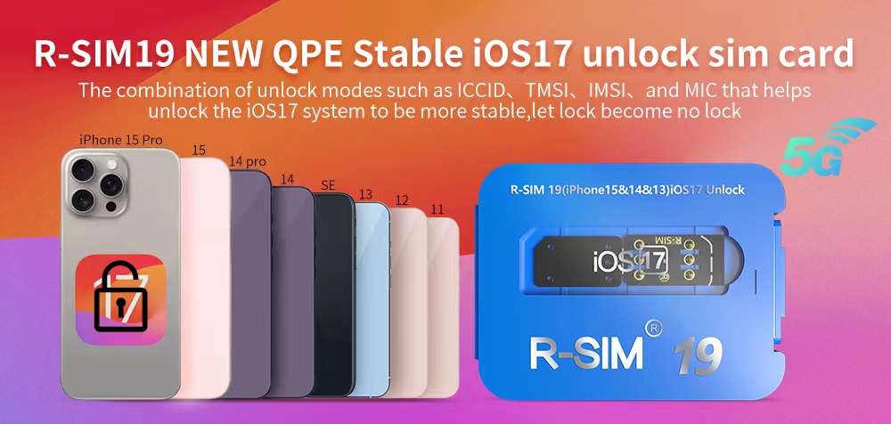 R-SIM19 بطاقة SIM جديدة QPE مستقرة مفتوحة لهاتف iPhone 15 Plus 14 13 Pro Max 12 IOS17