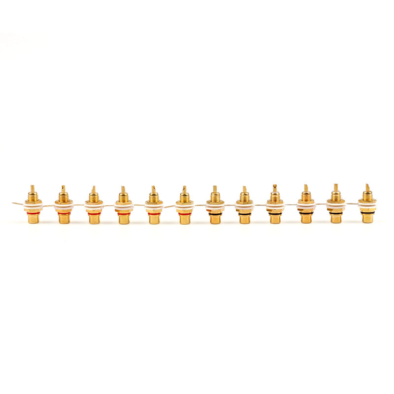 12 قطعة RCA جاك لوحة جبل الهيكل المقبس مطلية بالذهب أحمر أسود
