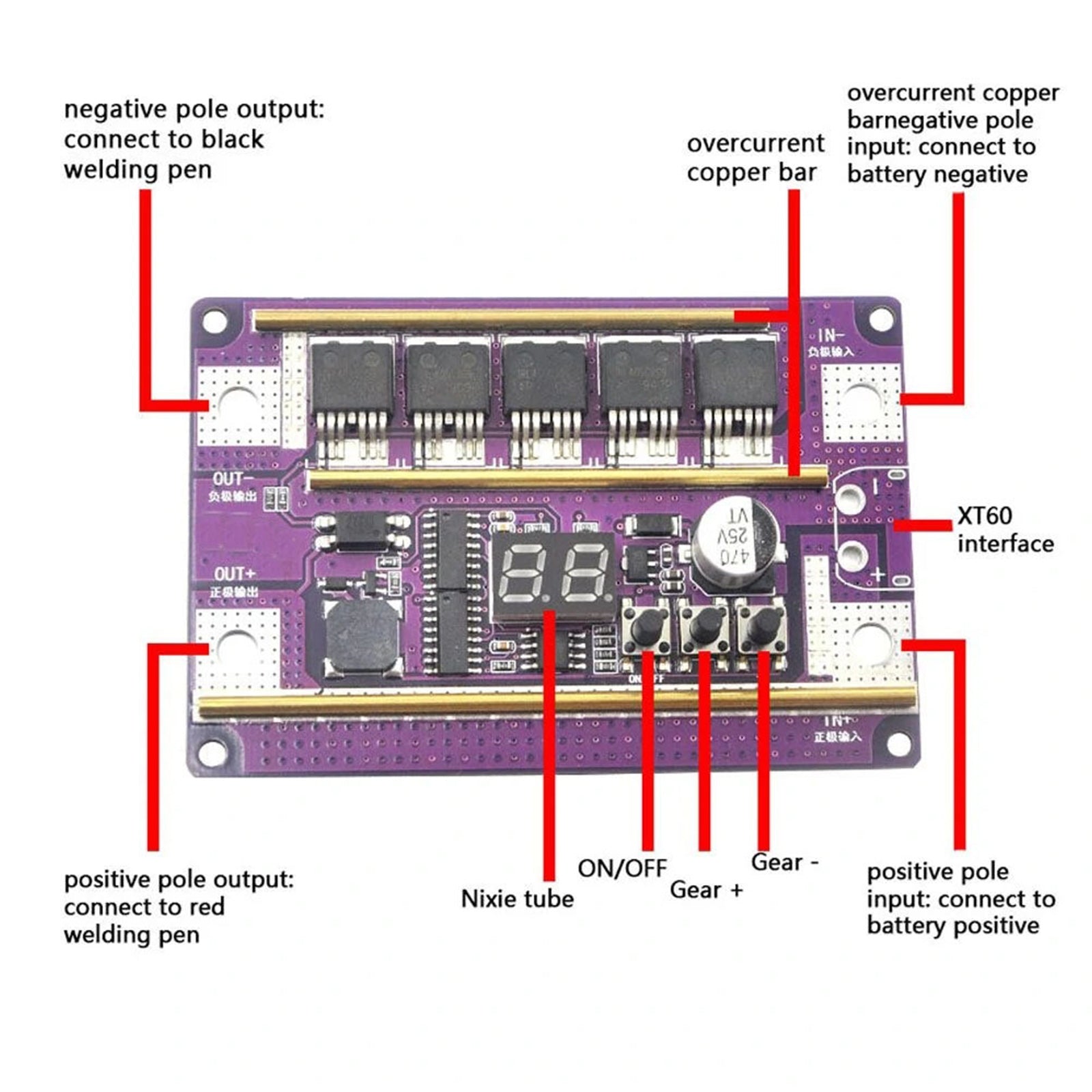 99 Gears Of Power Adjustable Mini Spot Welder Controller Board DIY Kit