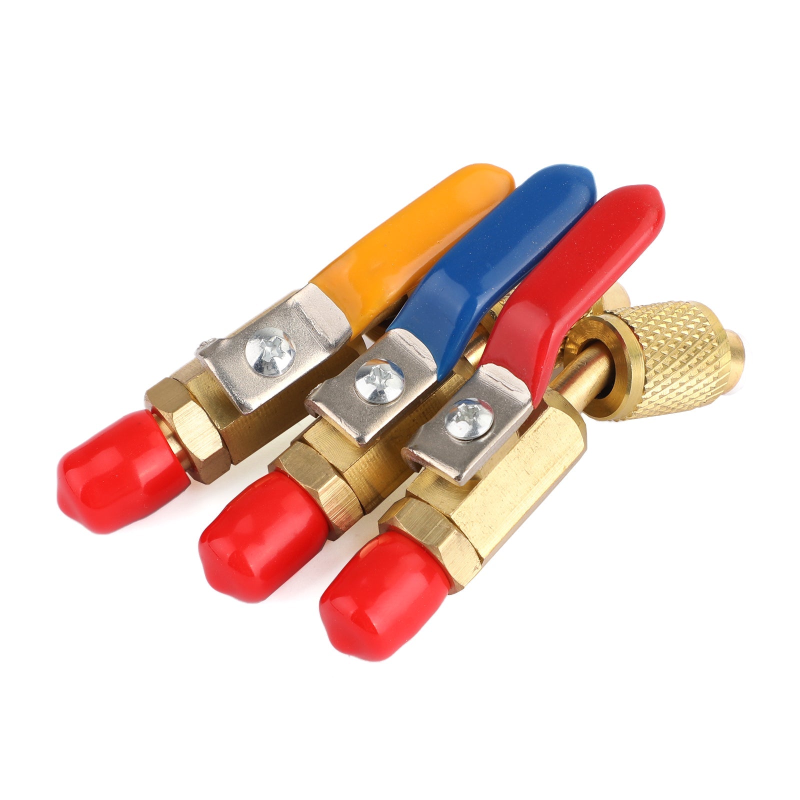 3Pc Color Coded Shut Valves AC HVAC Refrigeration Charging Hoses For R410A R134A