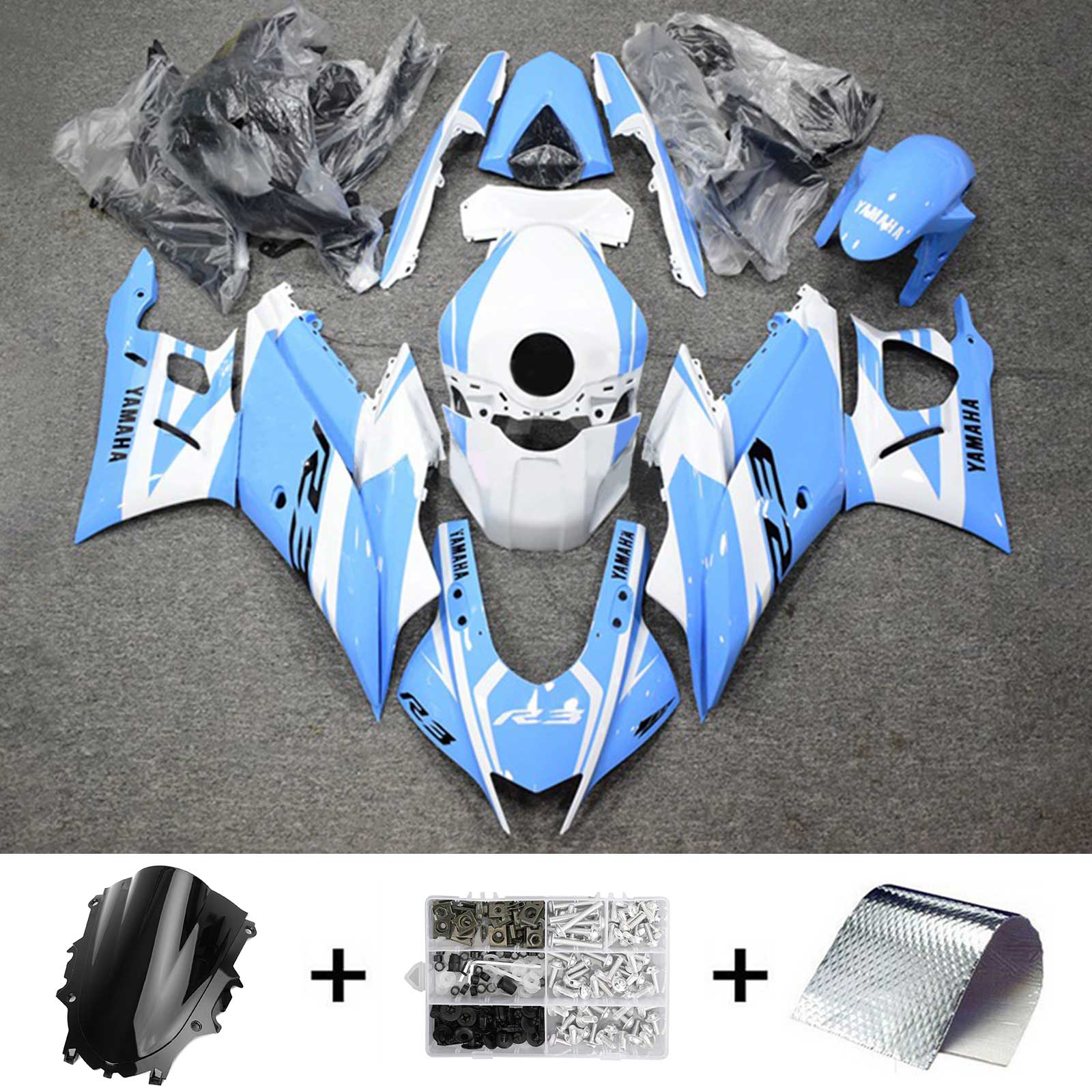 Yamaha YZF-R3 R25 2022-2023 Fairing Kit هيكل السيارة بلاستيك ABS