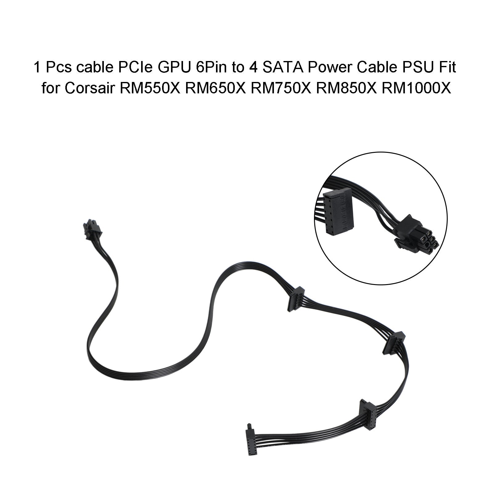 استبدال كابل محرك 6 دبوس إلى 4 SATA مناسب لـ Corsair RM1000X RM850X RM750X