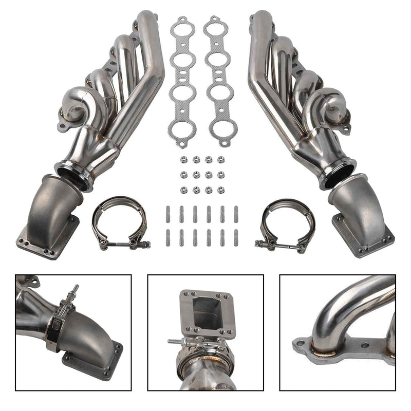 Turbo Exhaust Manifold Header Fit LS1 LS6 LSX V8 + Elbows T3 T4 to 3.0" V Band