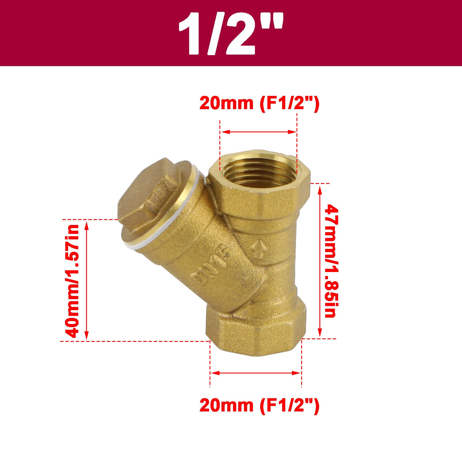 1/2 "-1" NPT موضوع Y على شكل نحاس مصفاة صمام موصل لزيت الماء