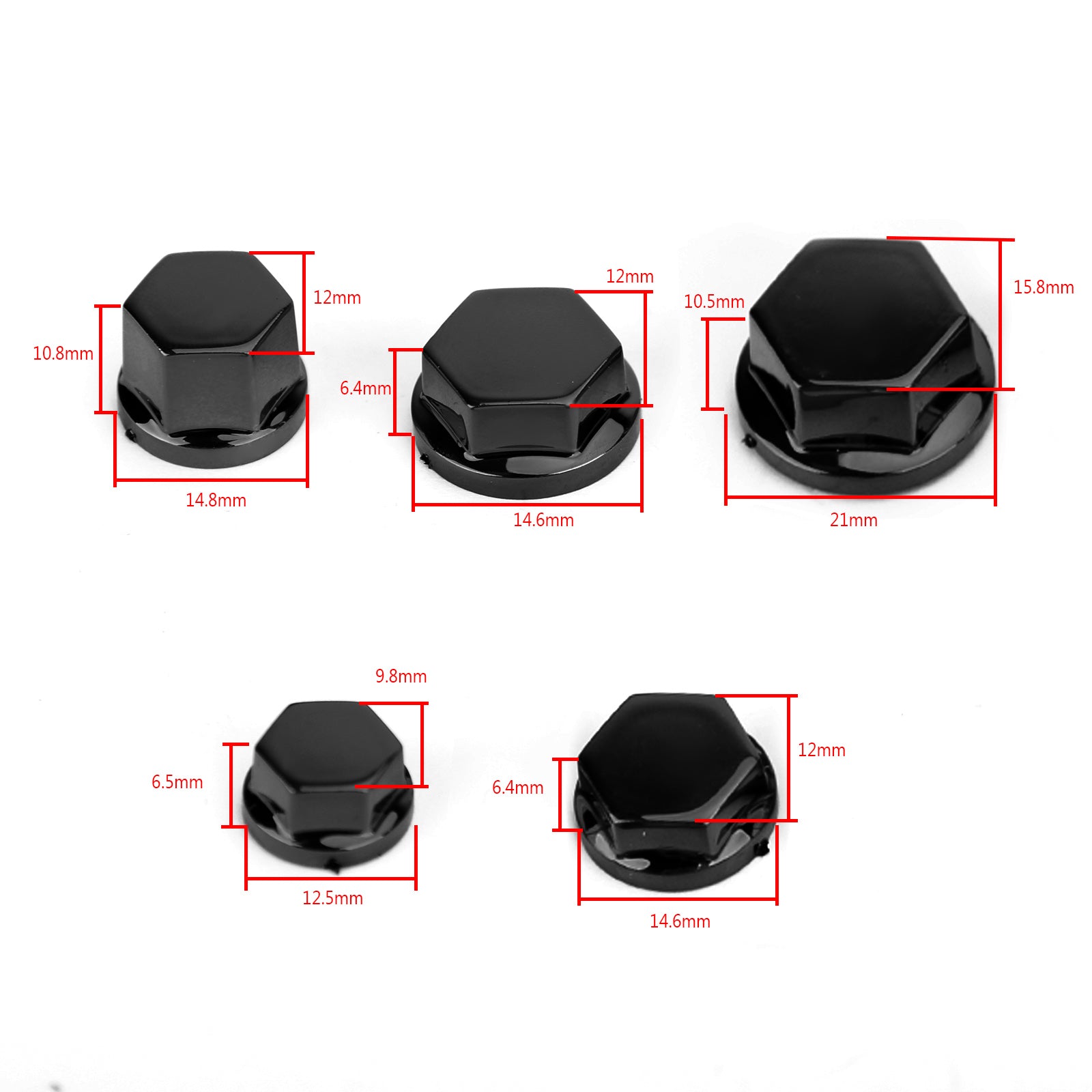 30 Uds. De cubiertas de tornillo hexagonal de plástico ABS para motocicleta, tapa de tuerca, cubierta genérica