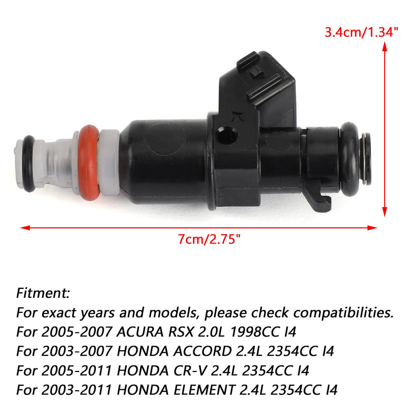 4 inyectores de combustible para Honda Accord 2003-2007 2.4L 16450RAAA01 16450-RAA-A01 genérico