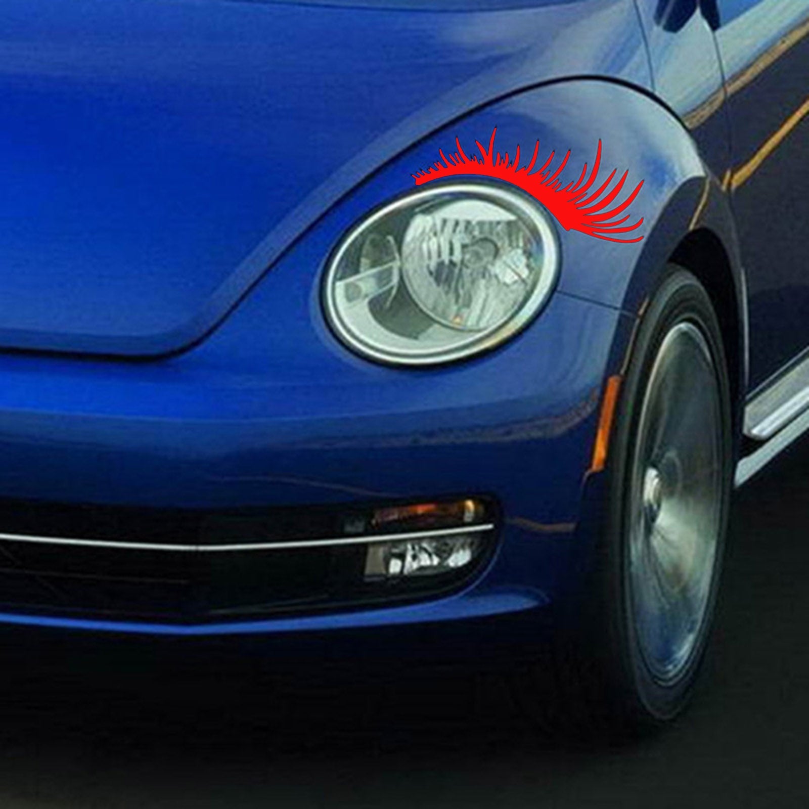 Car Headlight Eyelash Sticker Eyebrow Decal for Porsche Volkswagen Beetle Black Generic