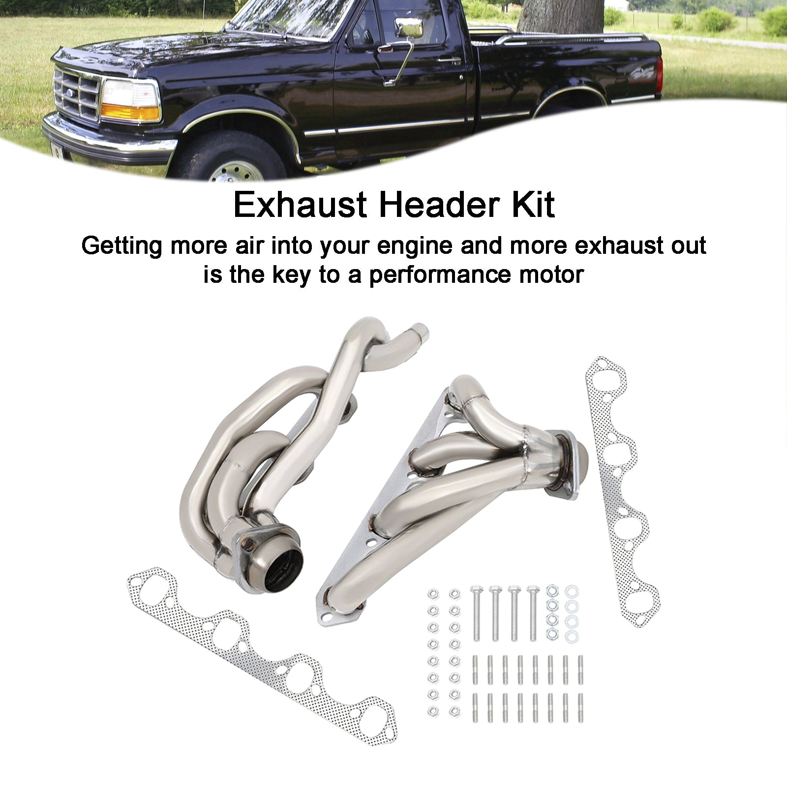 Ford F150/F250/Bronco 5.8L 1987-1996 T-304 Shorty Exhaust Headers Manifold