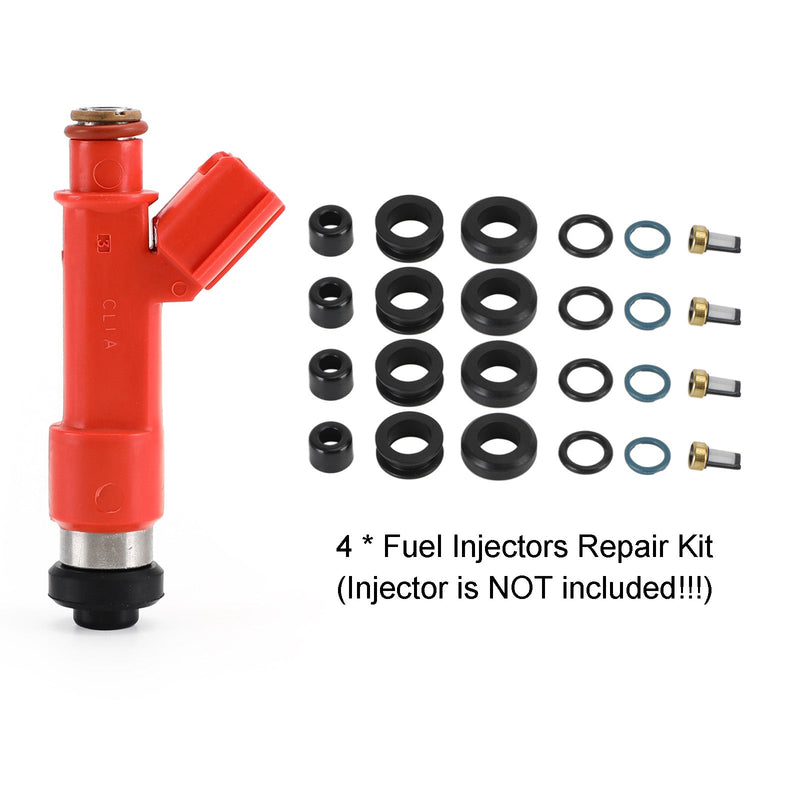 4 Uds. Kit de sellado de reparación de inyectores de combustible 1001-87F90 compatible con Toyota Corolla 1.8L compatible con Lotus