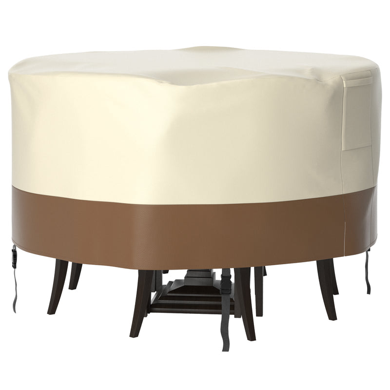 غطاء أثاث الفناء الدائري المقاوم للماء 420D للطاولة والكراسي الخارجية