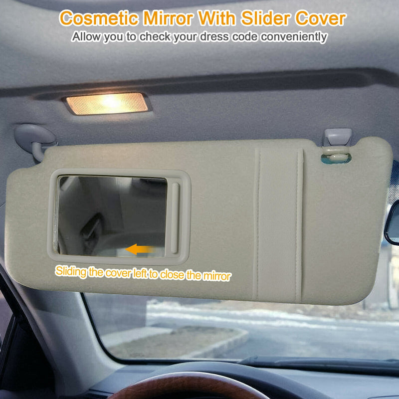 NEW GRAY Sun Visor LEFT Driver For 2007-2011 Toyota Camry WITHOUT Vanity Light Generic