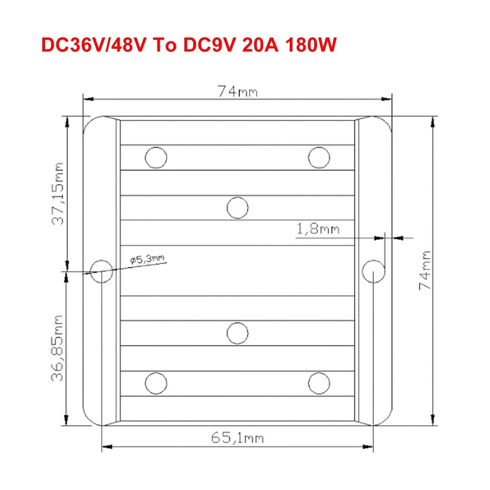 Regulador de fuente de alimentación del convertidor DC/DC a prueba de agua 20A 36V/48V reductor a 9V