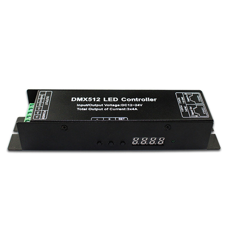 LED RGB DMX512 Decoder Controller DC12-24V 3x4A 12A 3 Channel Digital PWM Dimmer